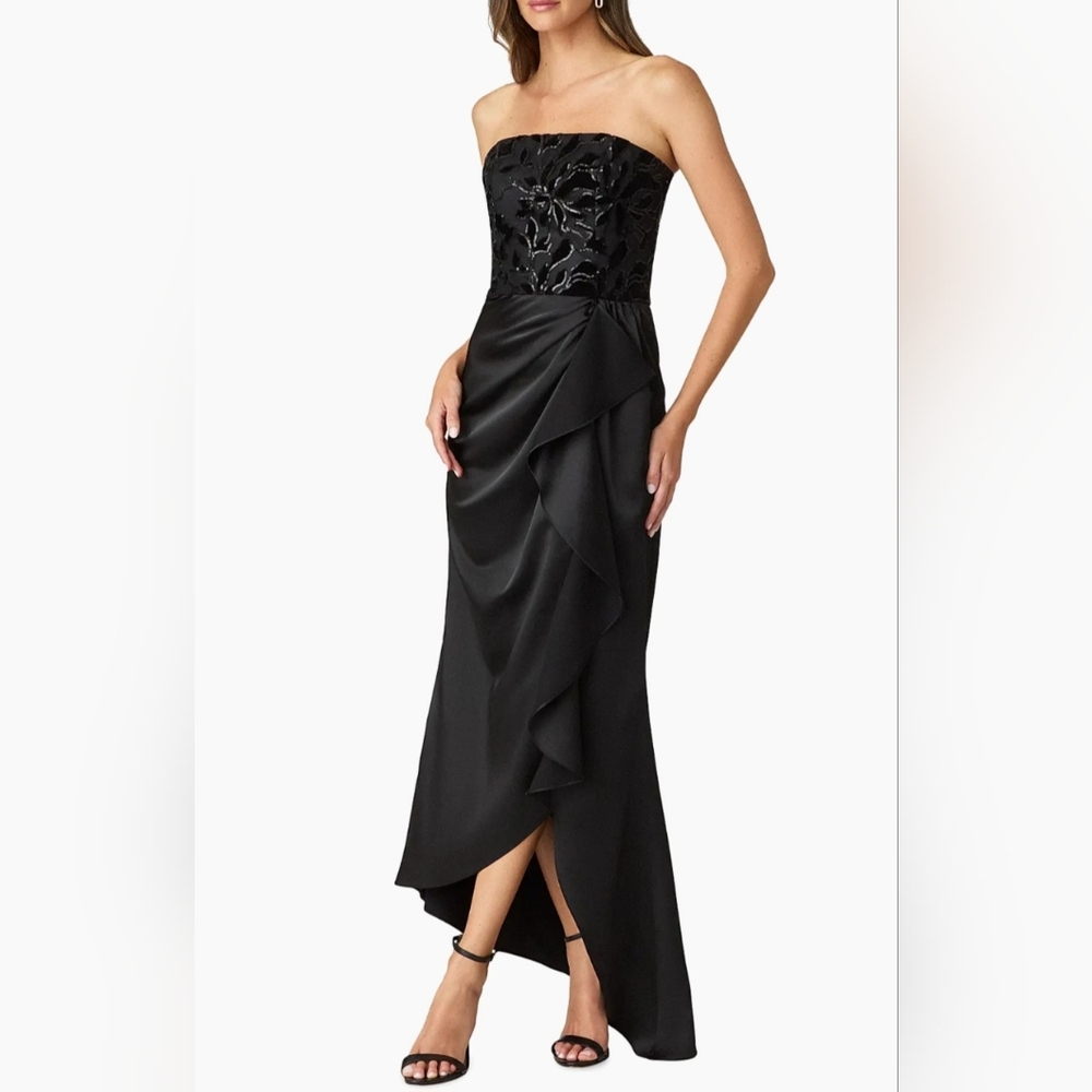 Shoshanna Portia Sequin-Embellished Asymmetric Strapless Gown